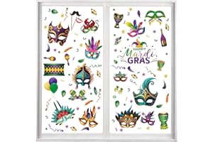 Vordpe 110 pegatinas de pared de Mardi Gras Mardi Gras, decoraciones para ventanas de carnaval, mardi gras, decoraciones de pared, pegatinas estáticas, Mardi Gras, decoraciones para fiestas