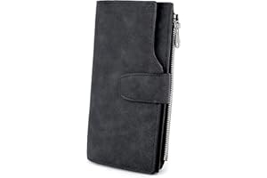 UTO Femme Portefeuille Blocage RFID en PU Cuir avec Bracelet Grande Capacité(21 emplacements de Cartes) Poche Intérieure Convient aux Portables 5.5''