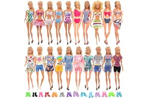 Miunana 5 PCS Abiti Vestiti + 5 PCS Swimsuit One-Piece Costumi da Bagno alla Moda + 10 Paie delle Scarpe Selezionate A Caso per 11.5 Pollici 28 -30 CM Bambola