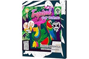 SPLAT PLANET Mess-Free Tropical Clay Painting Kit, Air Dry Clay Modelling Kit, Sensory 3D Canvas Fun Arts and Crafts Kit for Kids, Pre-Framed 40x30cm with Tools & Idea Guide – Fun, Hands-On Gift for Creativity