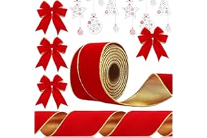 KVGBNT Schleifenband Für Weihnachten - 9,1M Weiches Band 63MM Für Basteln, Geschenkverpackungen, Baumschmuck (Rot)