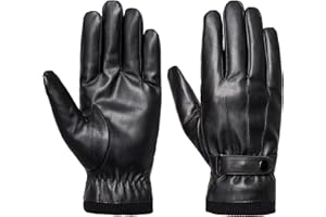 Acdyion Herren Winter Leder Handschuhe Touchscreen Dicke Warm Fleecefutter Lederimitat Winterhandschuhe für Outdoor Autofahren Radfahren