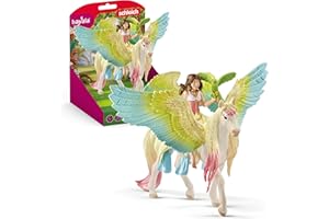schleich BAYALA | Surah mit Glitzer-Pegasus 70566 | Elfe mit Vogel & Pegasus mit Magnet | tolles Geschenk für Mädchen und Jungen | wunderschöne Sammelfiguren | Spielfigur ab 5 Jahre | Set aus 3 Teilen