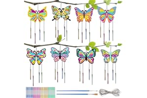 LEONSHCO Lot de 43 carillons éoliens pour enfants - Kit de bricolage créatif pour enfants - Kit de bricolage créatif en bois - Pour anniversaire d'enfant, fête, décoration de la maison