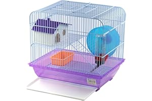 SMELL & SMILE Jaula para Hámster Roborowski Jaula para Hamster jaulas Hamsters pequeña Bebedero comedero (175MORADO)
