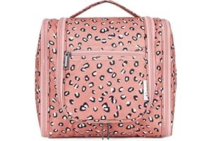 NARWEY Neceser Colgante Bolsa de Aseo Mujer Grande Neceser Maquillaje Organizador Viaje Accesorios (Leopardo Naranja (Largo))