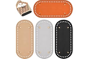 Pagezol 4 Pack Bag Bases for Crochet,22x10cm Pu Leather Bag Bottom Oval Bottom with Holes,Hand Woven Bag Base,PU Leather Bag Bottom for Crochet,for Bag Making Handbag DIY Bottom Pad