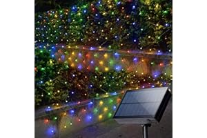 100LED Nettes Cordes Guirlandes Lumineuses,KINGCOO Étanche 1.1mx1.1m 8Modes Solaire Étoilée Rideau Lumière pour Intérieur Extérieur Noël Mariage Jardin Saint-Valentin Décorations (Multicolore)