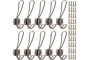 OHIYO Rustic Wall Hook Coat Hooks Heavy Duty Vintage Double Coat Hangers for Hanging Hats Bags in Entryway Bathroom Bedroom Wall Mounted Iron Hooks with Metal Screws Included 10Pack Bronze