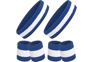 ONUPGO Schweißband-Set, Sport-Stirnband, Armband-Set (6 Stück) Schweißbänder aus Frottee, Schweißband, Stirnband, Feuchtigkeitstransport, Schweißabsorbierendes Stirnband