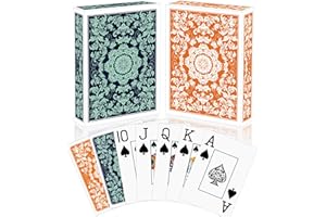 Sondeng 2 Pack Playing Cards Deck of Cards Professional Poker Set Jumbo Index Large Print Playing Card for Adults Seniors,Card Games for Night Party Playing Card for Family Companion Green Orange