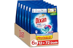 Dixan Total 4+1 Detergente en Cápsulas (Pack de 6) Jabón para la Ropa