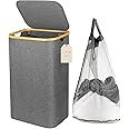 Swift Foldable laundry Hamper with Lid and Removable Inner Bags, large Laundry Basket for Bedroom, laundry Bin for home, bathroom Space-Saving Design, portable Grey (Grey)