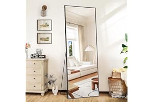 COFENY Full Length Mirror, 161 x 52 cm Black Standing Full Body Floor Mirror Standing Leaning or Hanging, with Aluminum Frame, for Bedroom Living Room Entryway