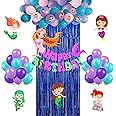 Party Propz Mermaid Theme Birthday Decorations - Set of 54 Pcs | Mermaid Theme Birthday Decorations for Girls | Mermaid Birthday Decoration Supplies | Mermaid Theme Birthday Banner (Cardstock), Multi
