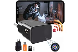 SURKOS Mini Camara Espia Oculta WiFi Camuflada, Camara Vigilancia Wifi Interior sin Cables,1080P REAL sin Luz al Grabar, Tota