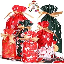 PRETYZOOM Weihnachten Säckchen – Nikolaussäckchen 37x20cm Mit Kordelzug, Zum Befüllen Mit Süßigkeiten