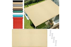 SUNLIMEI Toldo Vela de Sombra Transpirable 170 x 280 cm Rectangular Toldo Vela Sombra Hdpe Resistente con Cuerda Libre para Patio, Jardín, Terraza, Color Crema