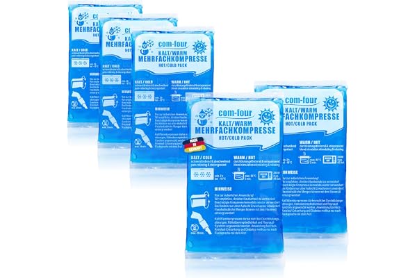 COM-FOUR® 5x Petite compresse multiple, compresses froides et chaudes, 16 x 9 cm - convient aux micro-ondes - Made in Germany (05 pièces - petit)