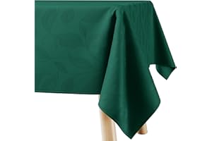 Filumi Amalu Tablecloth 140 x 260 cm Dark Green Washable for Indoor, Outdoor Plant Pattern