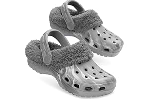 CityComfort Girls Winter Clogs Fleece Lined Removable Shoe Charms, Kids Teens Garden Shoes Slippers Mules Slip On with Strap