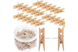 YIFLORINE TANG Clip in Legno Puntine,50 Pezzi Mollette in Legno con Spille Puntine per Lavagna Sughero Puntine Chiodini di Mappa Mollette Legno Piccole per Bacheca,Mappa,Bacheca in Sughero,Lavagne Sughero