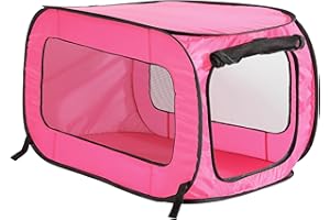 Beatrice Home Fashions Portable, Collapsible, Pop Up Kennel Travel Cat and Dog Crate, 32.5" L x 19.5" W x 19.5" H, Fuchsia