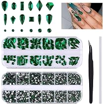 Grüne Nagel-Strass-Steine Set – 1350 Teile Mit Glitzer, Für DIY