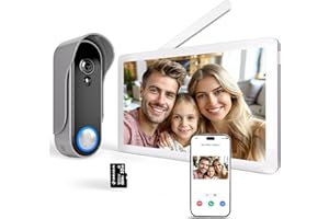SIMBAILAI 8 Pouces WiFi 1080P Interphone Vidéo sans Fil Visiophone Portier,Tuya APP,Écran Tactile,Ultra-Mince, Détection de Mouvement,Champs de Vision 160°, IP65,Stockage Vidéo Gratuit,Sonnette vidéo