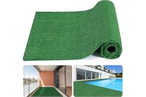 GOTGELIF 1.5mx5m Army Green Artificial Grass Turf with Natural Looking, 10mm Super Dense Synthetic Fake Grass Rug Mat for Pet Porch Indoor Outdoor Greenery Garden Terrace Playground-Get Your Dream Lawn Now