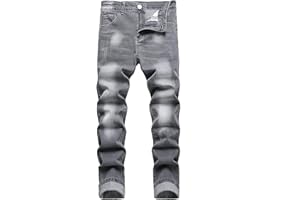 JENY-LUCK Men's Slim Fit Stretch Jeans Ripped Skinny for Men, Distressed Destroyed Straight Leg Fashion Comfort Flex Waist Jeans, Teenager Casual Fashion Designer Classic Regular Fit Basic Denim Pants