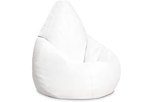 Diverpuff Puff Pera Gigante con Reposapies - Puf con Relleno Incluido XXL Interior - Ideal para Adultos y Niños (XXL, White)