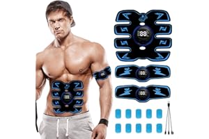 Molbory EMS Bauchmuskeltrainer, EMS Trainingsgerät, 8 Modi & 19 Intensitäten Muskelstimulationsgeräte, USB Rechargeable Electric Bauchmuskeltrainer Elektrisch für Bauch Arm HIPS Bein Männer Frauen