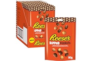 Reese's Dipped Peanuts-Cacahuètes enrobées de beurre de cacahuètes et de confiserie de chocolat sachet de 90gr- Carton de 10