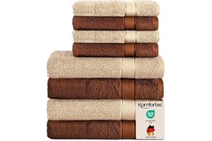 Komfortec 8-pack handduksset i 100% bomull, 4 badhanddukar 70 x 140 och 4 handdukar 50 x 100 cm, frotté, mjuk, handduk stor