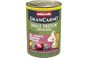 animonda GranCarno Hunde Nassfutter Superfoods Rind + Rote Bete (6 x 400g), getreidefreies Hundenassfutter ohne Zucker, für ausgewachsene Hunde, mit frischen fleischigen Zutaten