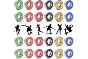 JIEHAOJIA 24 rodamientos de monopatín 608RS, ruedas de patín, patines de patín Abec-9, rodamientos de repuesto de metal sellados para tablas de patín,patines (negro, azul, rojo, verde, naranja, amarillo)
