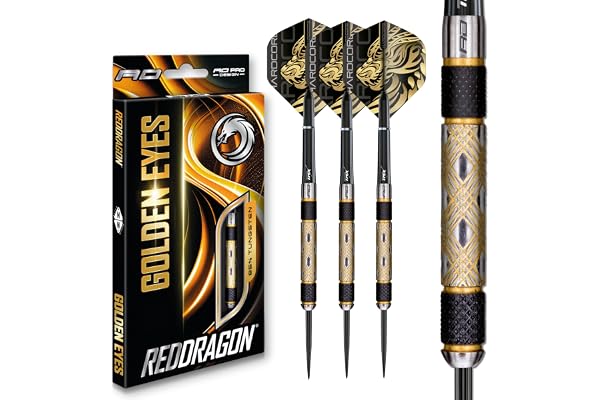 RED DRAGON - Golden Eyes - 22g, 24g, 26g, 28g, 30g, 32g Professionellt 85% Tungsten Dartset med Flygplan och Stjälkar
