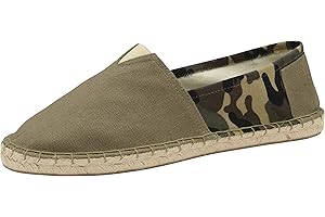 DUNLOP Mens Camo Espadrilles Flat Slip On Canvas Pumps Alpargatas Summer Trainer (10 UK, Khaki)