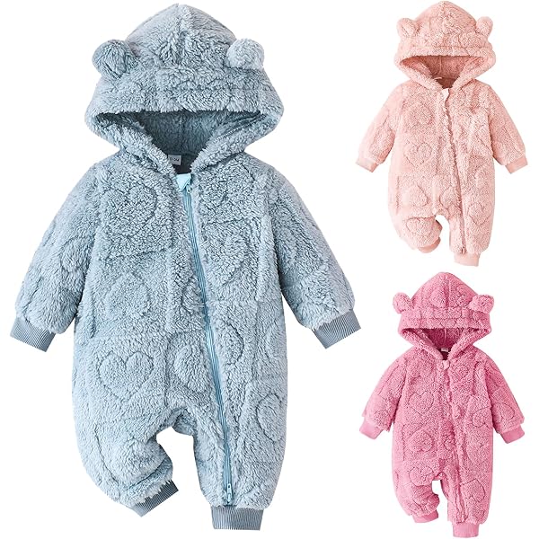Combinaison Hiver Fille Polaire à Capuche - Pyjama Une Pièce Chaud Et Doux - Grenouillère Zippée Pour La Maison
