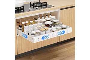 Cajones Extraibles para Cocina, Apritsce Ancho Ajustable 30-50CM Cajon Extraible Mueble Cocina, Bandeja Extraible Armario Cocina Sin Taladrar