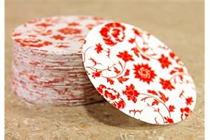 ESPLANADE Posavasos Desechables de Papel Impreso con Soporte de Madera (Juego de 100) - Posavasos de Papel Reversibles para Usar y Tirar Bares, hoteles, restaurantes y Fiestas.