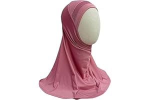 Yaqeen Girls instant headscarf hijab al Amira with glitter borde, readymade pull on scarf, ideal for any occassion school/nursery