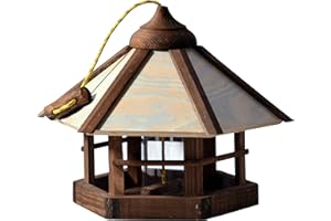 dobar 21390 Maison pour Oiseaux Motif Camouflage à Suspendre, en Bois avec réservoir pour la Nourriture, Marron/Beige/Gris