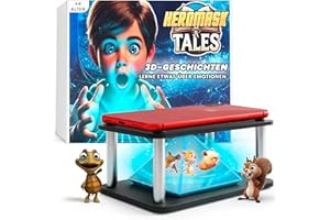 Heromask Tales: 3D-Geschichten in 5 Sprachen | Geschenk 4-10 Jahre | Innovative Lern-Hologramm-Pyramide | Erzählte Geschichten in mehreren Sprachen zur Förderung der Emotionalen Intelligenz der Kinder