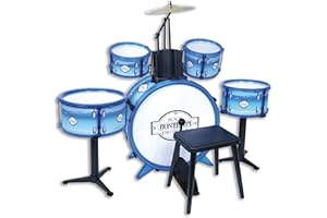 Bontempi-51 4831 – Batterie Rock Drummer 5 fûts, 514831, Blanc Bleu