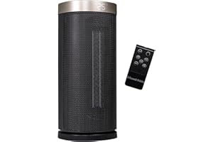 Russell Hobbs 13 Inch Space Portable Heater, 2000W Silent Oscillating Ceramic Electric Heater Black & Gold, Low Energy Digital Display, 5-Modes, 24hr Auto Timer, Overheat Protection, RHCTH2001G