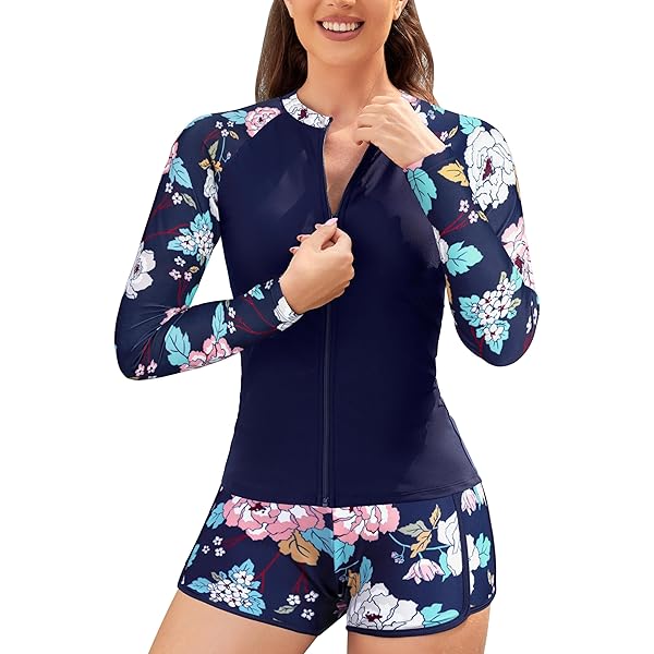 SHEKINI Rash Guard Badjurk voor dames, lange mouwen, met boyshort, ritssluiting, eendelig badpak, duimgaten, surfshirt, zwemshirt, Aa-roze, XS SHEKINI Rash Guard Badjurk voor dames, lange mouwen, met boyshort, ritssluiting, eendelig badpak, duimgaten, surfshirt, zwemshirt, Aa-roze, XS
