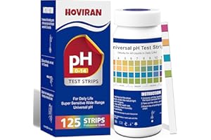 HOVIRAN Universal pH Test Strips 0-14, Quick Accurate pH Testing Kit for Food, Soap Making & Kombucha, 125ct Litmus Paper pH Test Strips for Liquids, Drinking Water, Aquarium, Pool, Hot Tub, Spa