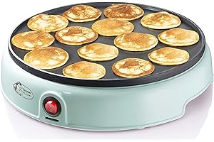 Bestron Poffertjes Maker in Retro Design, Mini Pancake Maker, con revestimiento antiadherente, Sweet Dreams, 800 W, Color: Verde